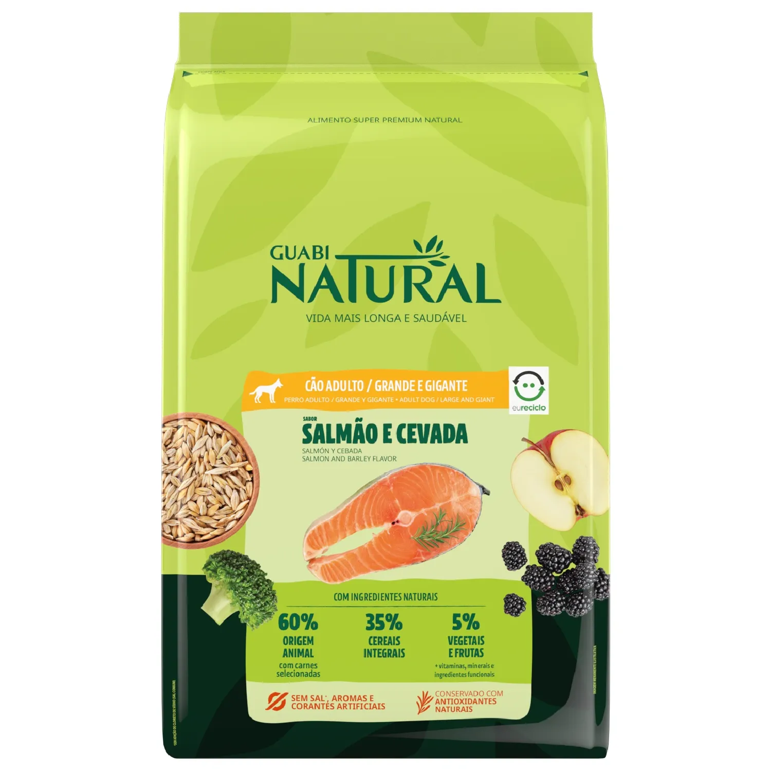 Racao Guabi Natural Caes Adultos Grandes Salmao e Cevada 1